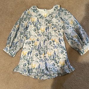 Janie and Jack long sleeve blue floral romper